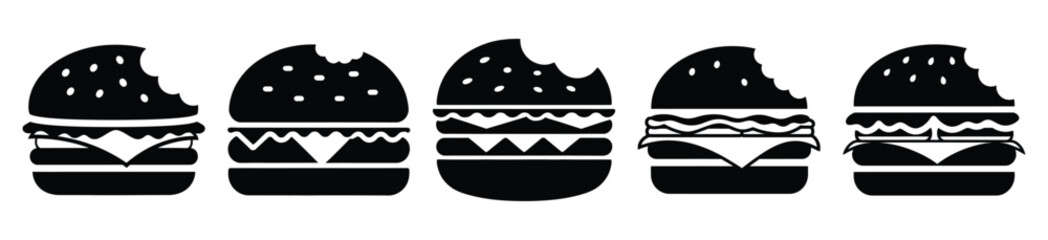 set of  burger bite icon vector illustration isolated on white background