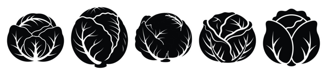set of  cabbage whole icon vector illustration isolated on white background