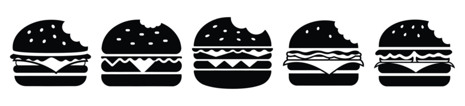 set of  burger bite icon vector illustration isolated on white background