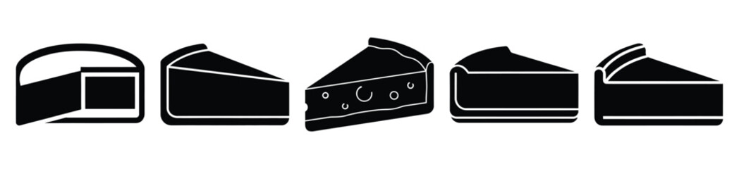 set of  cheesecake cut icon vector illustration isolated on white background