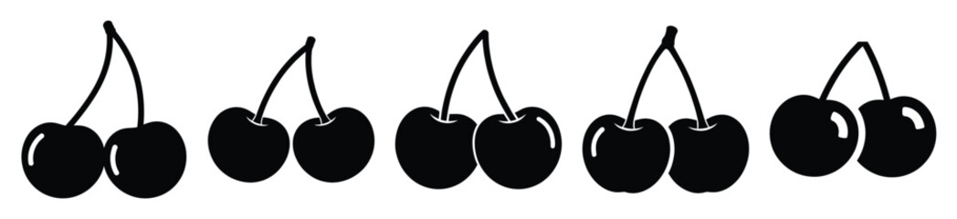set of  cherry pair icon vector illustration isolated on white background