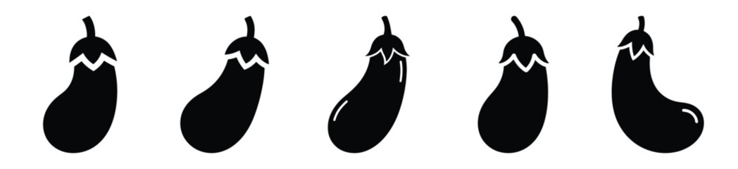 set of  eggplant shape icon vector illustration isolated on white background