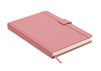 Rose gold notebook PNG isolated on transparent background, elegant journal with elastic closure for...