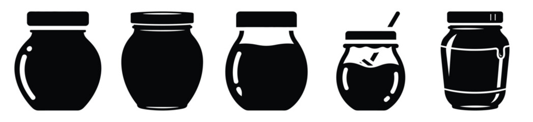 set of  honey jar icon vector illustration isolated on white background