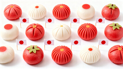 Celebration of Japan National Foundation Day with traditional sweets and flags