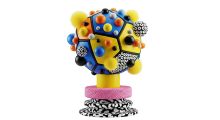 Whimsical abstract sculpture with vibrant colors and playful textures