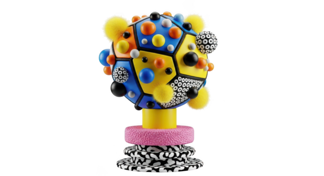 Whimsical abstract sculpture with vibrant colors and playful textures - Powered by Adobe