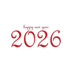 Number of 2026 Happy New Year Celebration Vector Template Design with White Background, 