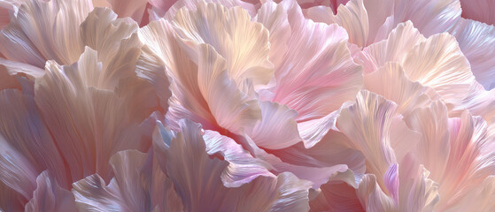 Close-up macro shot of delicate pink petals arranged in layers, forming a soft and dreamy floral texture for backgrounds, art, and creative design.