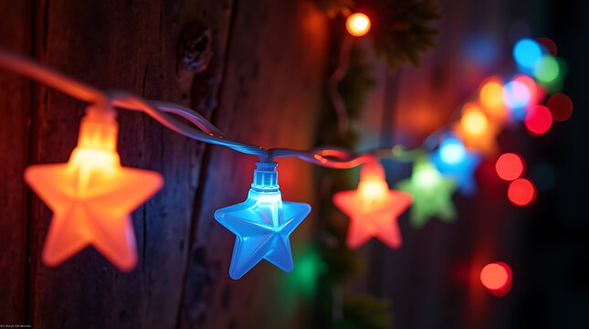 Star string lights christmas holiday decoration festive bright colorful