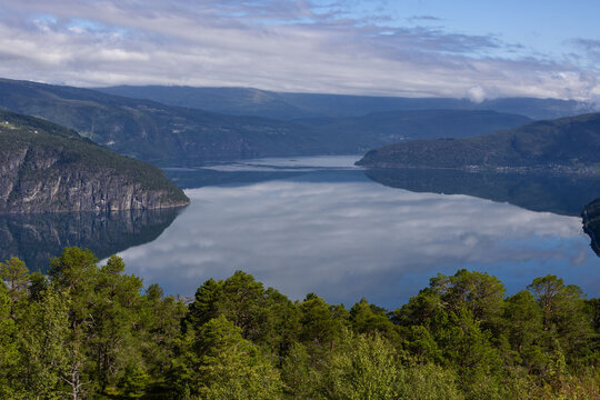 Beautiful view of norwegian fjord in summer