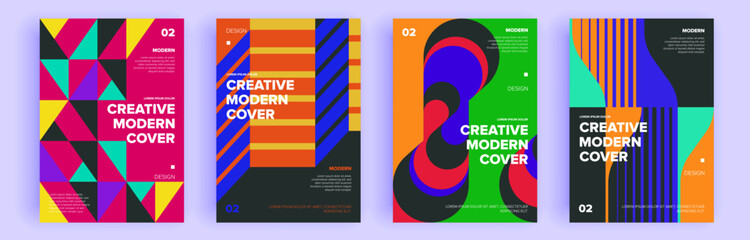 Modern abstract covers set, minimal covers design. Colorful geometric background, vector illustration.