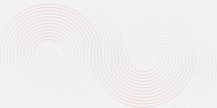 Collection of red concentric circles. Collection of radial sound wave or sonar rings. Pack of radar icon symbols, targets, dashed lines, halftones.