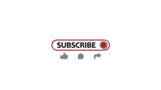 like comment subscribes and share animation. YouTube Subscribe 4K animation, Subscriber button notification animated on white background
