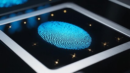 Digital fingerprint scan biometric identification security technology concept - Powered by Adobe