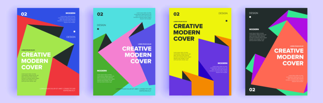 Modern abstract covers set, minimal covers design. Colorful geometric background, vector illustration.