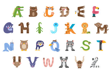 Cute Animal Letter Illustration for Education 