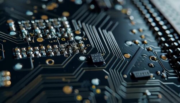 Motherboard Circuitry Close-up Tech, Electronics, Engineering