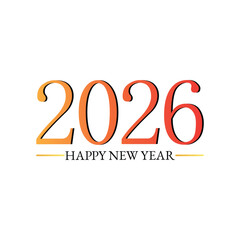 Creative 2026 Happy New Year Vector Art Template Design, Isolated on a White Background, 