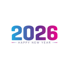 2026 Happy New Year Letter Number with Gradient Color and isolated on a White Background, New Year Celebration Banner, Poster and Card Design, 