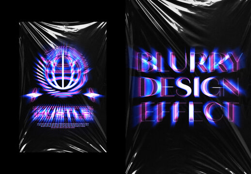 Blurred Plastic Text & Logo Effect Mockup