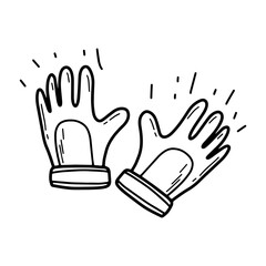Safety or work gloves hand drawn doodle icon