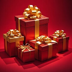 Elegant red and gold glittery gift boxes are perfect for Christmas, Valentine's, birthdays, or any special occasion celebrations