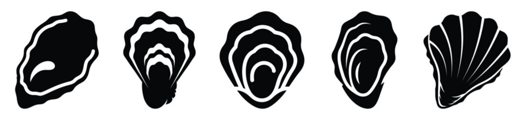 set of  oyster shell icon vector illustration isolated on white background