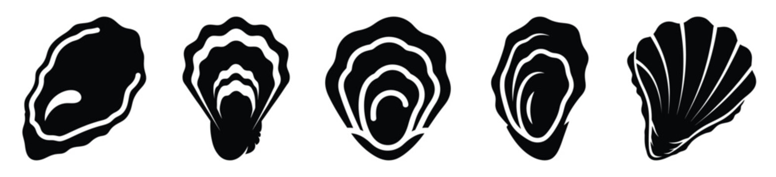 set of  oyster shell icon vector illustration isolated on white background
