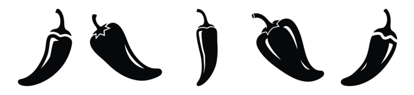 set of  pepper chili icon vector illustration isolated on white background