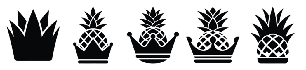 set of  pineapple crown icon vector illustration isolated on white background