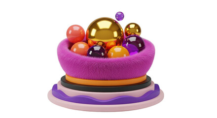 Whimsical easter egg basket with golden egg and colorful eggs