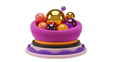 Whimsical easter egg basket with golden egg and colorful eggs