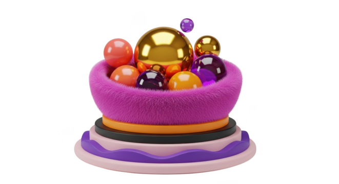 Whimsical easter egg basket with golden egg and colorful eggs