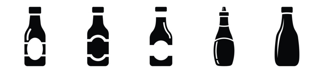 set of  sauce bottle icon vector illustration isolated on white background