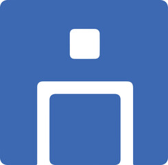 Minimalist blue and white abstract geometric shape icon symbol isolated on transparent background