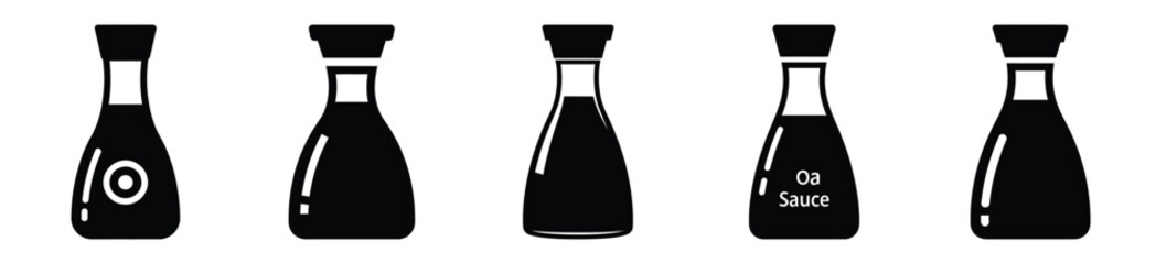 set of  soy sauce bottle icon vector illustration isolated on white background