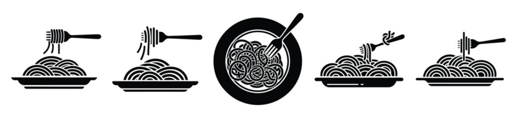 set of  spaghetti plate icon vector illustration isolated on white background