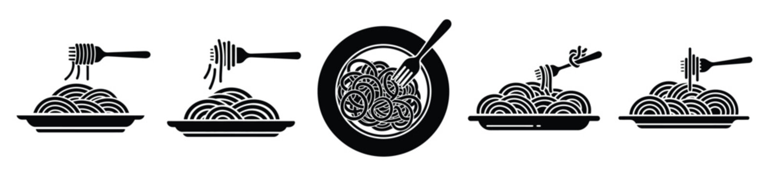set of  spaghetti plate icon vector illustration isolated on white background