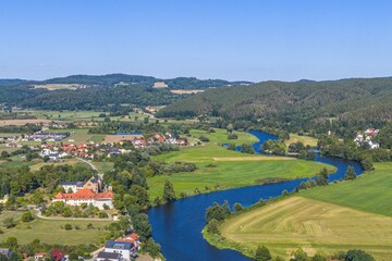 Ausblick auf die Region Regenstauf im n&ouml;rdlichen Kreis Regensburg in Bayern im Sommer