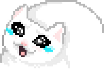 White Cat Kawaii Face with Hearts and Blush
