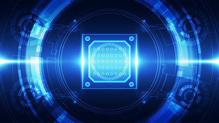 Central Processing Unit (CPU) Core Background: Futuristic Digital Circuit Board and System Technology