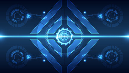Futuristic System Core Technology Background: Geometric Gear Mechanism and Digital Circuit Processing