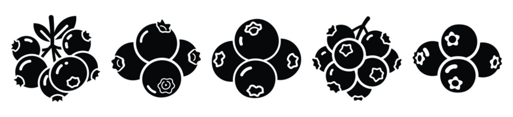 set of  blueberry cluster icon vector illustration isolated on white background