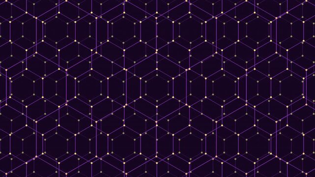 A seamless, repeating pattern of purple lines in a hexagonal arrangement covering the entire image. The lines form a visually captivating and harmonious design