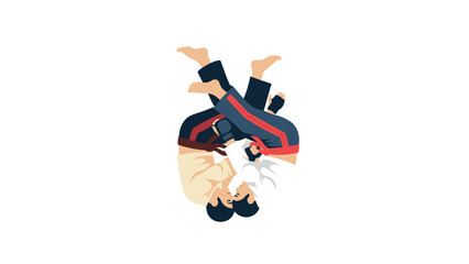 Martial arts training illustration featuring karate fighters in action