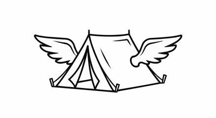 Whimsical Tent with Wings - A Fantasy Camping Illustration.