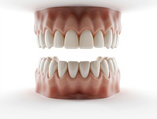 Obraz premium Perfect Dental Display: A meticulously crafted model of a set of pristine teeth, showcasing the delicate balance of dental anatomy in clinical setting. 