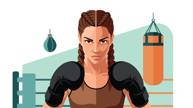 Female boxer in training at gym: strength and determination for fitness motivation and sports design - Powered by Adobe