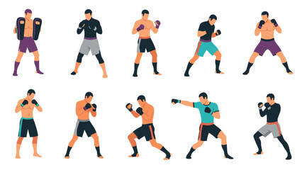 Mixed martial arts training techniques illustrated for sports design and posters